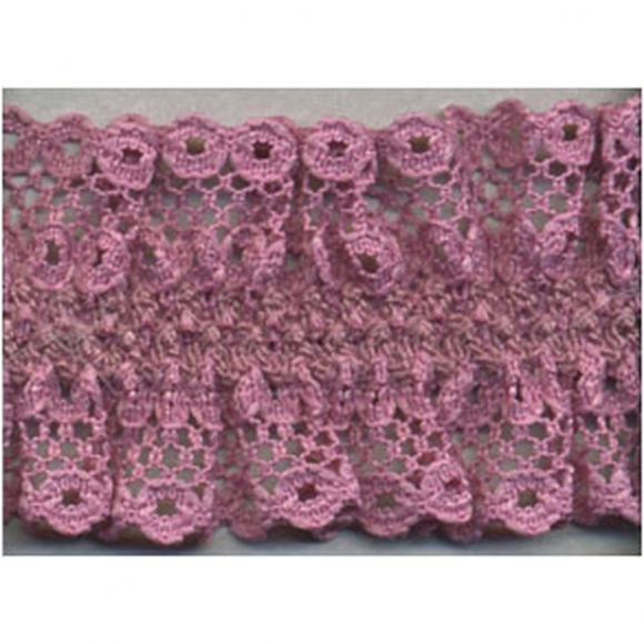 92840_Кружево-рюш на резинке, 40 мм, цвет темно-розовый