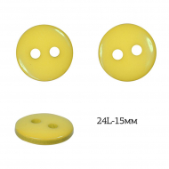 Пуговицы пластик арт.TBY.376.15.YL цв.желтый, 24L-15мм, 2 прокола, 200шт