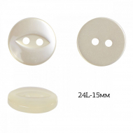 Пуговицы пластик арт.TBY.382.15.PBG цв.бежевый перламутр, 24L-15мм, 2 прокола, 200шт