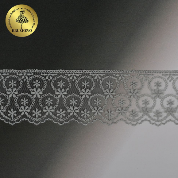 Кружево на сетке KRUZHEVO арт.TR.3818 шир.60мм цв.31 серый уп.14м Кружево на сетке KRUZHEVO арт.TR.3818 шир.60мм цв.31 серый уп.14м