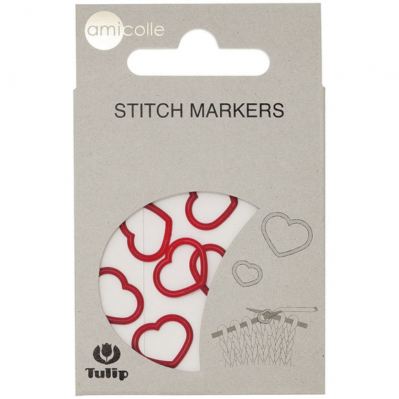 Tulip Маркер для вязания Amicolle, сердце 3,25х4,5мм, арт.AC-006E  пластик, цв.красный, уп.10шт