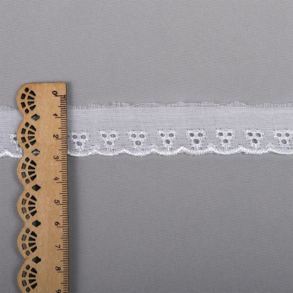 Кружево шитье KRUZHEVO арт.TBY.1039 шир.20мм цв.белый уп.13,71м
