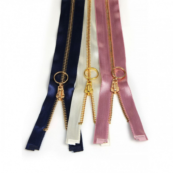 Молния MaxZipper мет. №5 золото атласная тесьма, 70 см уп.3цв х 4шт