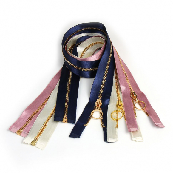 Молния MaxZipper мет. №5 золото атласная тесьма, 70 см уп.3цв х 4шт