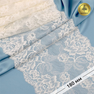 Кружево-стрейч KRUZHEVO арт.TBY.L838 шир.180мм цв.08 экрю уп.25м