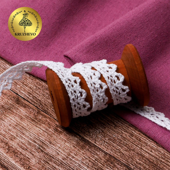 Тесьма вязаная KRUZHEVO 10мм TBY-5036 цв.02 белый уп.10м