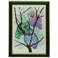 Набор для вышивания PERMIN арт.12-3822 3 совы 23х33 см