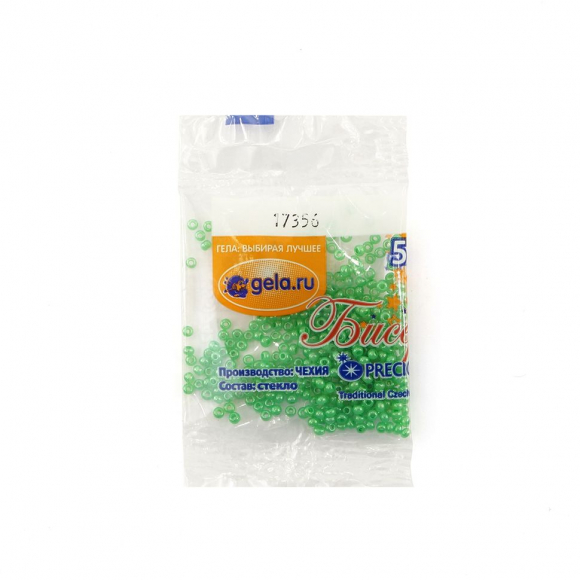 Бисер Preciosa №10, 5 г., цвет №17356 зеленый окрашеный алебастр