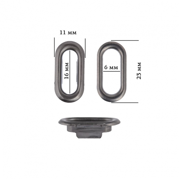 Люверс для бейсболок арт.TBY-6162019-4 разм 6х16мм цв.черный никель уп.50шт