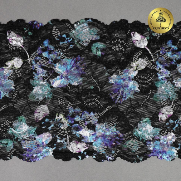 Кружево-стрейч KRUZHEVO арт.TBY.OG60 шир.185мм цв.мульти уп.10м
