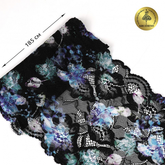 Кружево-стрейч KRUZHEVO арт.TBY.OG60 шир.185мм цв.мульти уп.10м