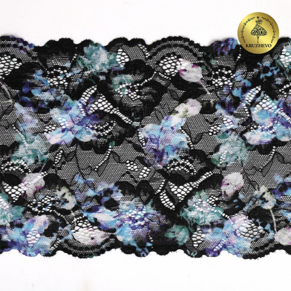 Кружево-стрейч KRUZHEVO арт.TBY.OG60 шир.185мм цв.мульти уп.10м