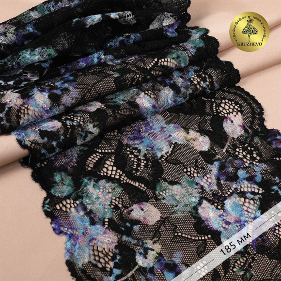 Кружево-стрейч KRUZHEVO арт.TBY.OG60 шир.185мм цв.мульти уп.10м