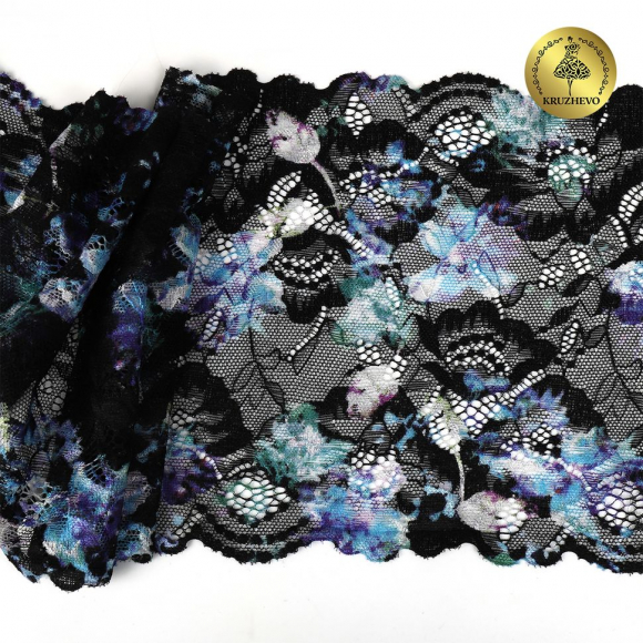 Кружево-стрейч KRUZHEVO арт.TBY.OG60 шир.185мм цв.мульти уп.10м