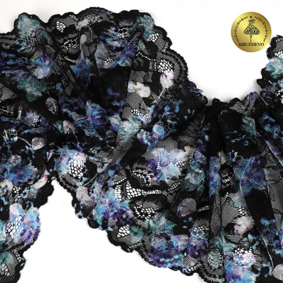 Кружево-стрейч KRUZHEVO арт.TBY.OG60 шир.185мм цв.мульти уп.10м
