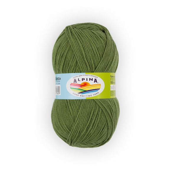 Пряжа ALPINA VERA (55% акрил, 45% хлопок) 5х100г/280м цв.41 зеленый Пряжа ALPINA VERA (55% акрил, 45% хлопок) 5х100г/280м цв.41 зеленый