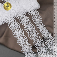 Кружево гипюр матовая нить KRUZHEVO арт.TBY.2506 шир.35мм цв.01 белый уп.13,71м