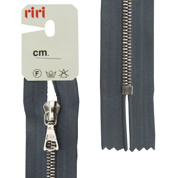 29469_Молния металл, Ni, неразъёмная, на атласной тесьме, 4 мм, 16 см, цвет 2121, серый стальной