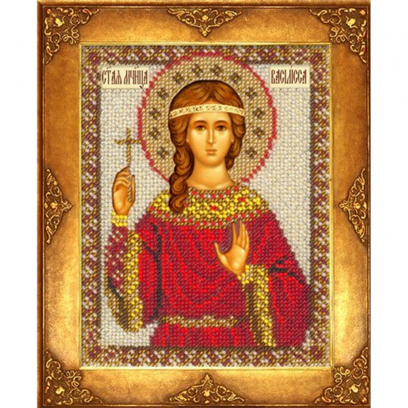 Набор для вышивания бисером РУССКАЯ ИСКУСНИЦА арт.222 БИ Св. Василиса 12,5х16,3 см