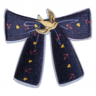 Термоаппликация "Синий бант с ласточкой"