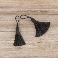 183419_Кисть декоративная на шнуре, длина 60 мм, цвет черный