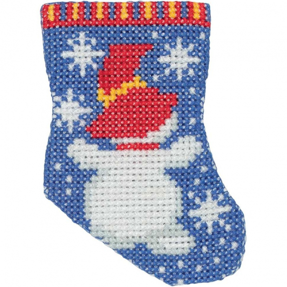 Набор для вышивания KLART арт. 8-382 Носочек со снеговиком 6х8,5 см