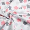 Ткань ранфорс Звезды, арт.WH 4898-v16, 130г/м?,100% хлопок, шир.240см, цв.белый/серый/розовый, уп.3м