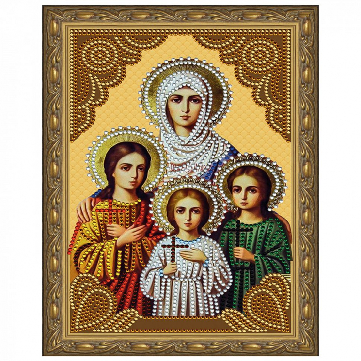 Картина 5D мозаика с нанесенной рамкой Molly арт.KM0711 Вера, Надежда, Любовь и матерь их София (12 цветов) 20х30 см