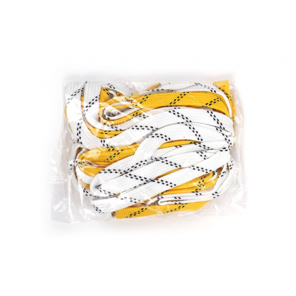 Шнурки хоккейные 12-14 мм цв.белые желтые с черными точками 180 см уп.2 пары