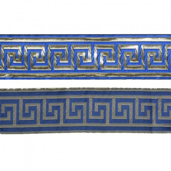 Лента отделочная жаккардовая арт.TBY.1906-2 шир.50 мм цв.синий  уп.8,2 м