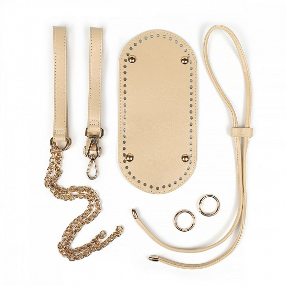 Набор для изготовления сумки-торбы из экокожи арт.TBY.51661-8.1 цв.бежевый/золото