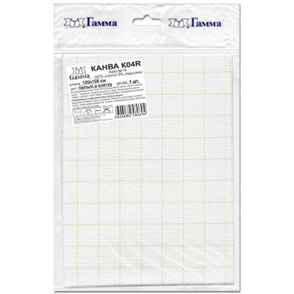 Канва Gamma K04R Aida №14 92% хлопок, 8% терилен 150 x 100 см цв.белый в клетку