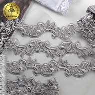 Кружево гипюр KRUZHEVO арт.TR.16GB0352 шир.40мм цв.5 серый уп.9м