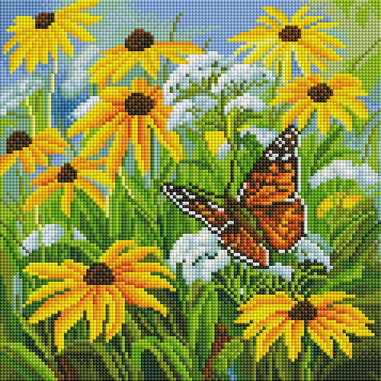 Набор Белоснежка для изготовления картин со стразами на подрамнике арт.БЛ.360-ST-S Цветочная поляна 30х30 см