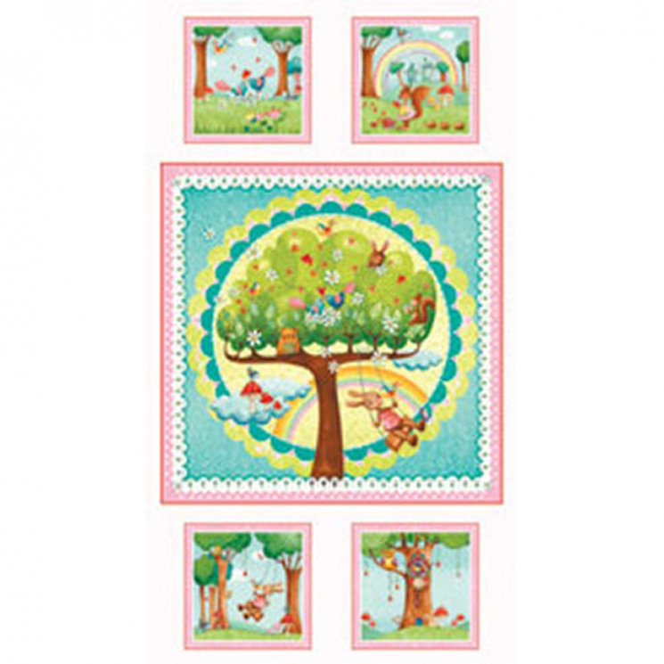 Ткань для пэчворка PEPPY Rainbow Woodland Panel 4615 145 г/м? 100% хлопок цв.25884 MUL1 уп.60х110 см