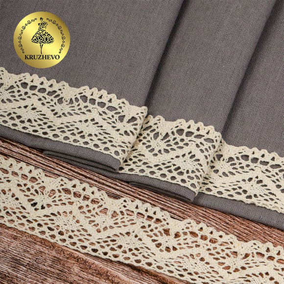 Тесьма вязаная KRUZHEVO 45мм TBY-5235 цв.35 кремовый уп.10м