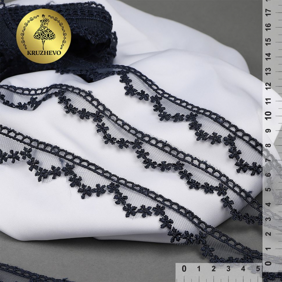 Кружево на сетке арт.TR.7018 шир.20мм цв.04 темно-синий уп.9м