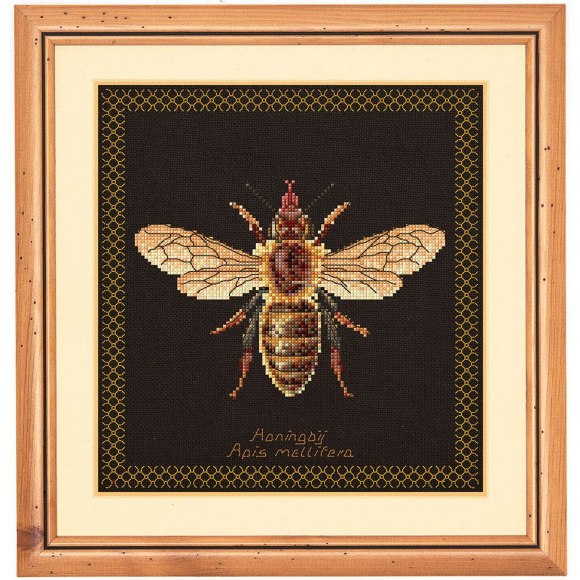 63053_Набор для вышивания "Пчела", канва аида (черная) 18 ct 63053_Набор для вышивания "Пчела", канва аида (черная) 18 ct