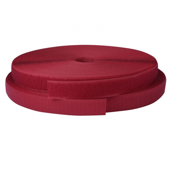 Лента липучка TBY пришивная кач.B шир.25мм цв.F148 красный уп.25м (пара)