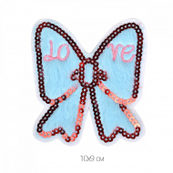 Термоаппликации арт.TBY.2253 Бантик голубой 10х9см, уп.10 шт.