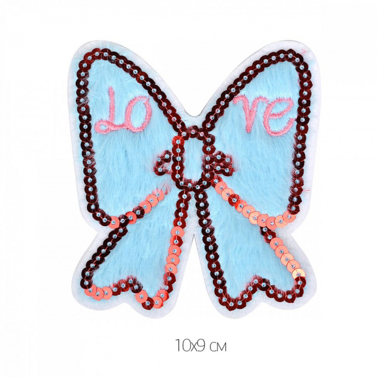 Термоаппликации арт.TBY.2253 Бантик голубой 10х9см, уп.10 шт.