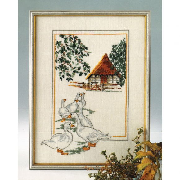 Набор для вышивания OEHLENSCHLAGER арт.22007 Гуси 30х40 см
