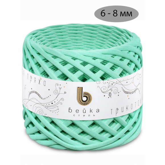 Пряжа трикотажная 100м, 300г, ширина 6-8мм цв.3081 мятный