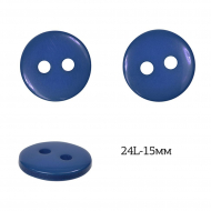 Пуговицы пластик арт.TBY.376.15.BL цв.синий, 24L-15мм, 2 прокола, 200шт
