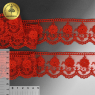 Кружево на сетке KRUZHEVO арт.TR.3814 шир.50мм цв.216 красный уп.14м