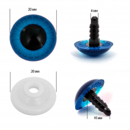 Глаза живые 20мм с фиксатором арт.НК.11370 цв.синий уп.50шт