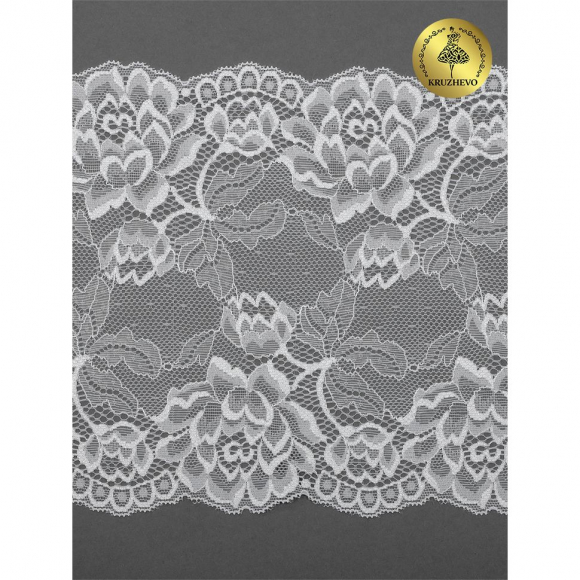 Кружево-стрейч KRUZHEVO арт.TBY.L838 шир.180мм цв.02 молочный уп.25м