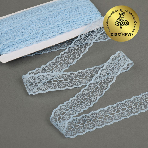 Кружево-трикотаж KRUZHEVO арт.TBY 1670 шир.28мм цв.05 голубой, уп.27,4м Кружево-трикотаж KRUZHEVO арт.TBY 1670 шир.28мм цв.05 голубой, уп.27,4м
