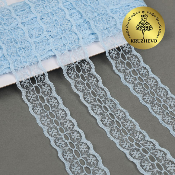 Кружево-трикотаж KRUZHEVO арт.TBY 1670 шир.28мм цв.05 голубой, уп.27,4м Кружево-трикотаж KRUZHEVO арт.TBY 1670 шир.28мм цв.05 голубой, уп.27,4м