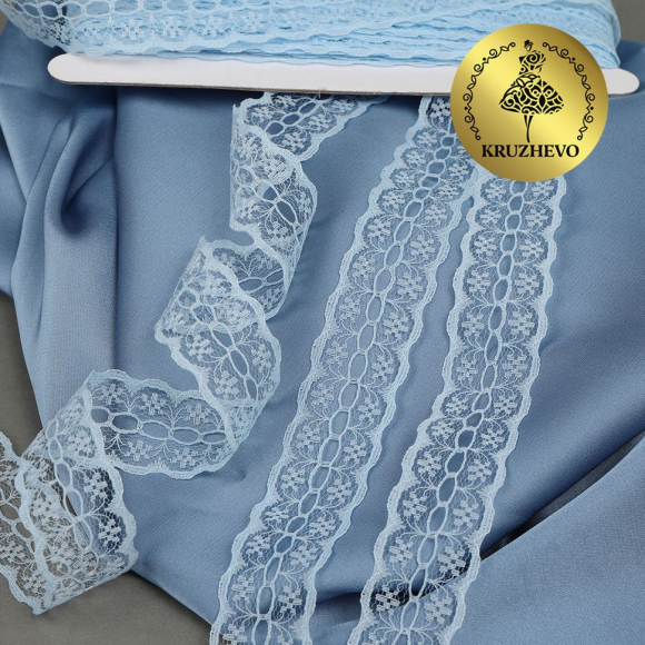 Кружево-трикотаж KRUZHEVO арт.TBY 1670 шир.28мм цв.05 голубой, уп.27,4м Кружево-трикотаж KRUZHEVO арт.TBY 1670 шир.28мм цв.05 голубой, уп.27,4м